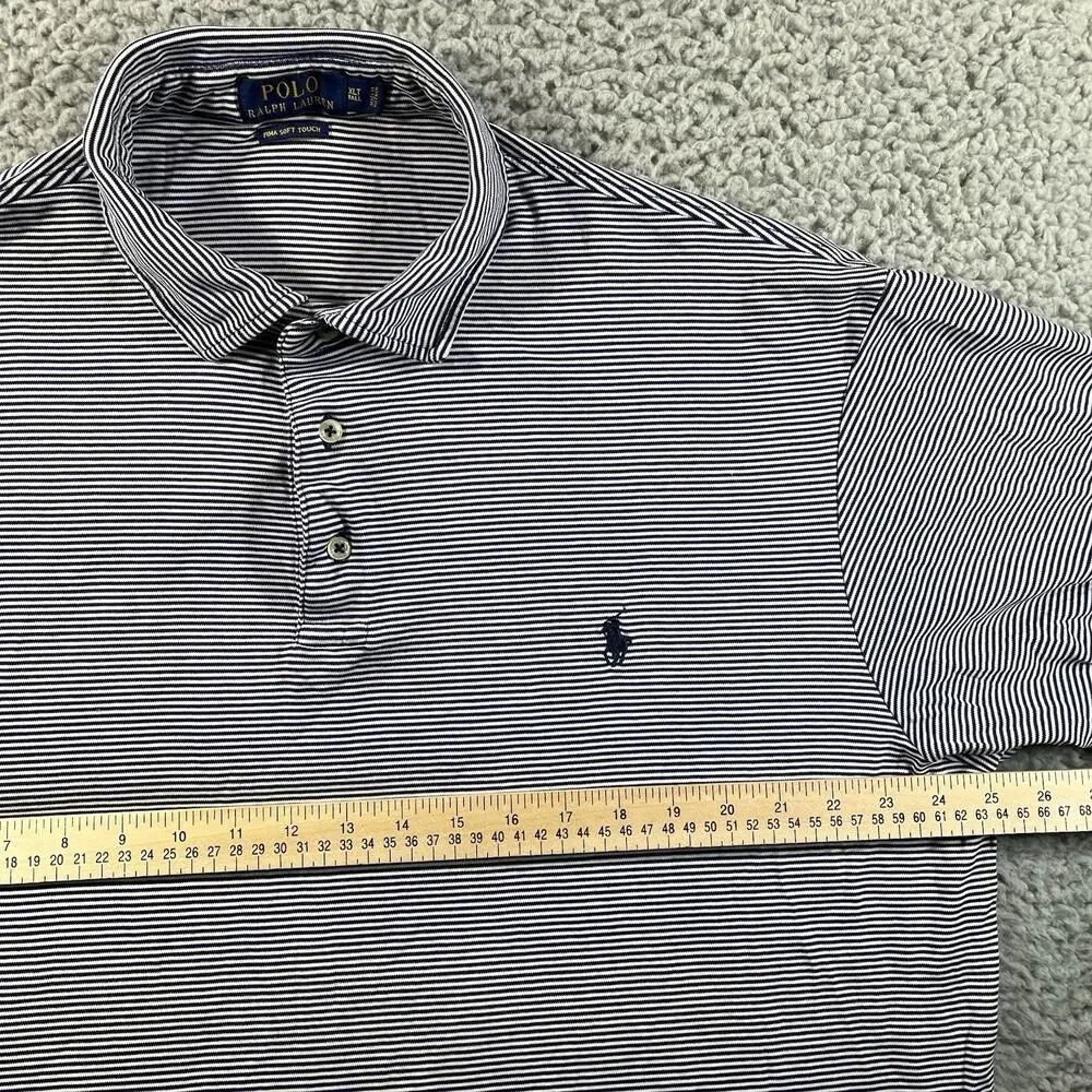 Polo Ralph Lauren Pima Soft Touch Polo Shirt Mens XLT Tall Blue White Striped